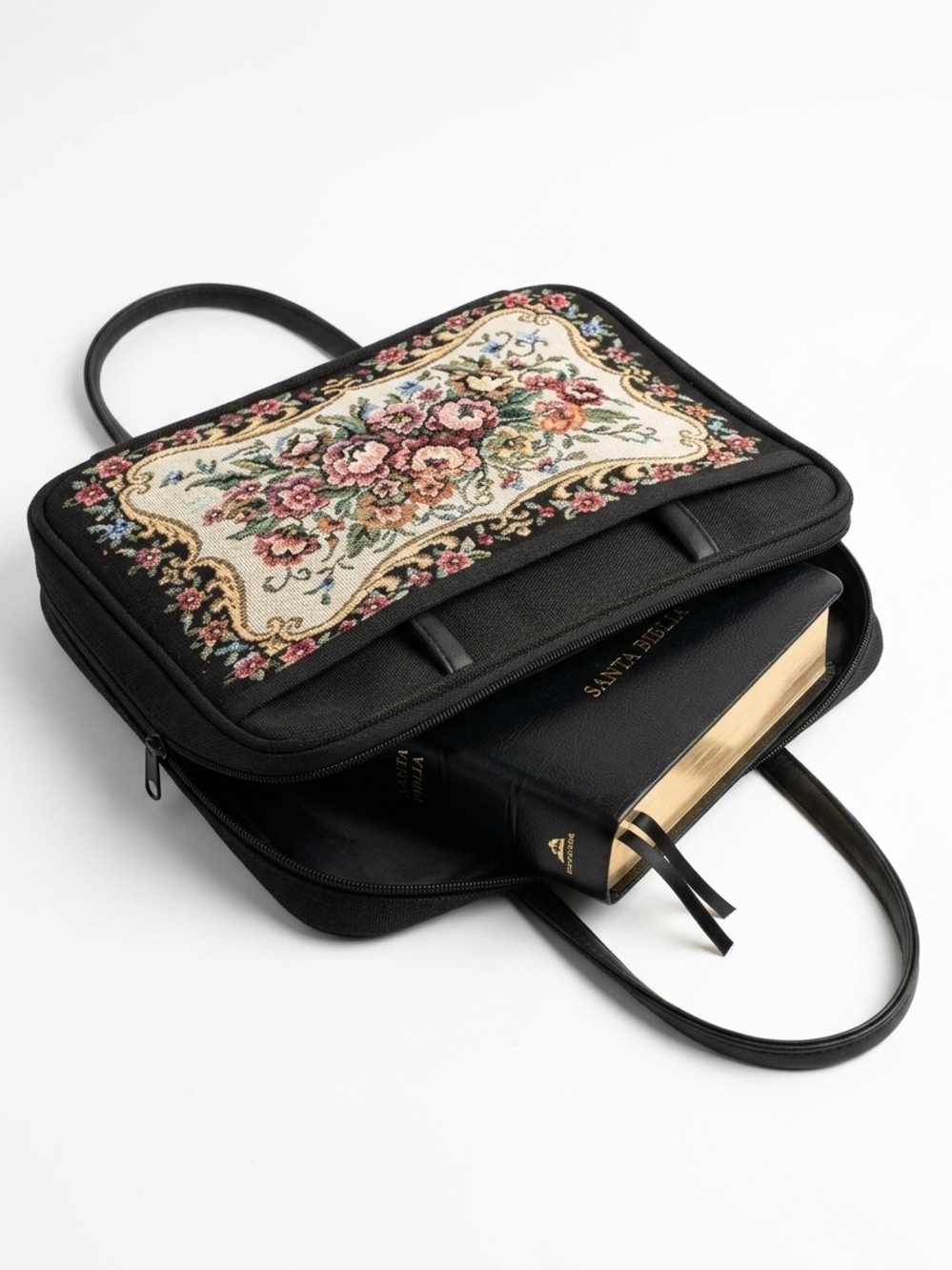 Vintage Floral Tapestry Bible / Book Carrying Case Tote